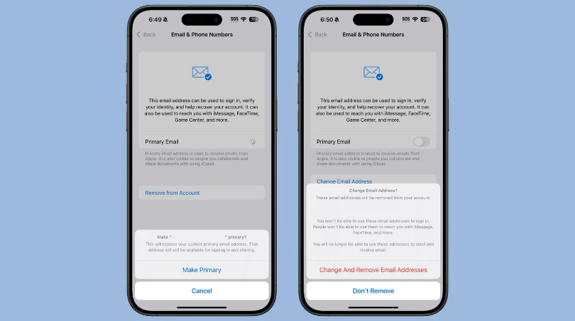 玉泉街道苹果手机维修分享苹果 iOS 18.1 支持设置“主要”邮箱地址并更改 iCloud 邮箱 